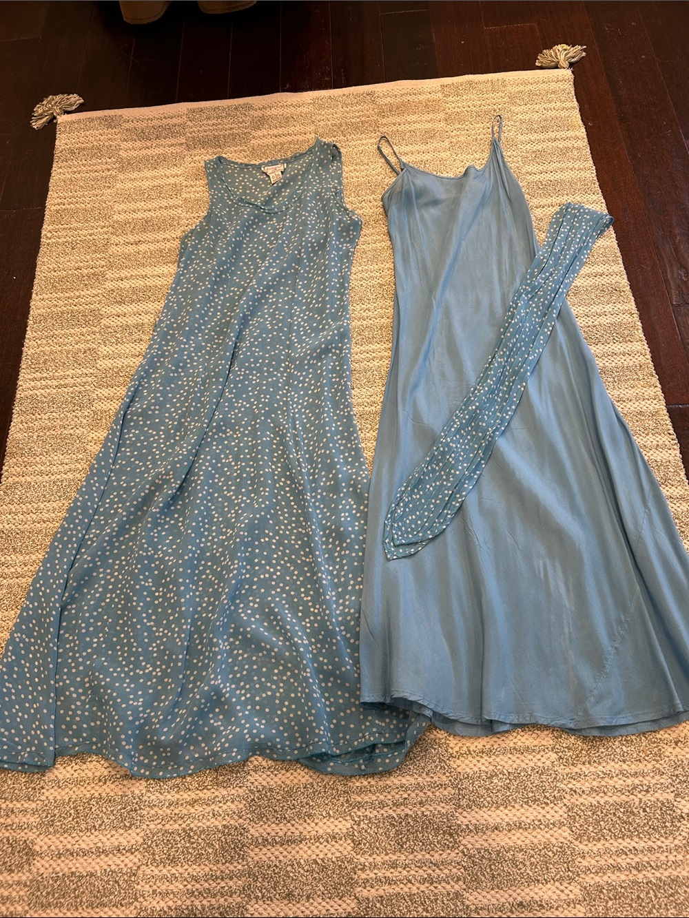 April Cornell Teal Blue Polka Dot Sleeveless Dress